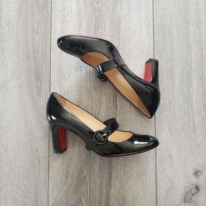 Christian Louboutin Patent Black Mary Jane Pump 35